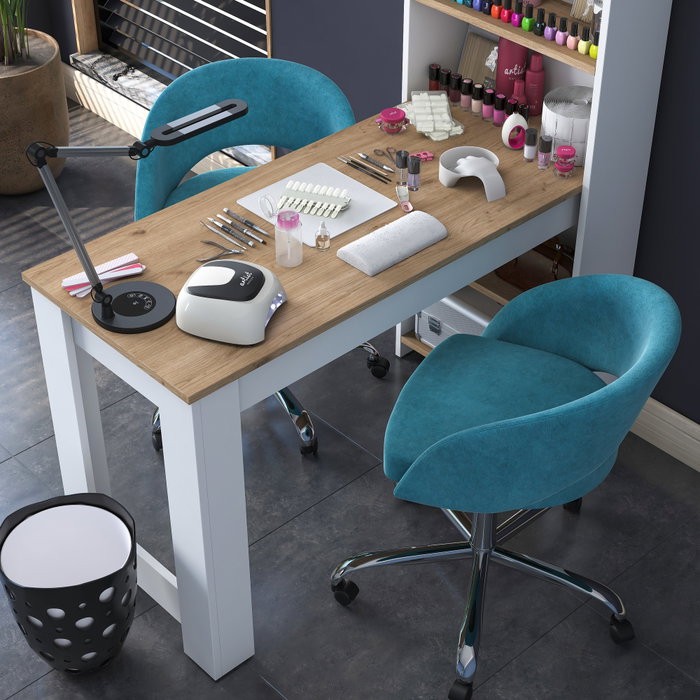 Hanah Home BJ113 - 2621 Mesa de Maquillaje Nogal y Blanco Hanah Home BJ113 - 2621 Mesa de Maquillaje Nogal y Blanco